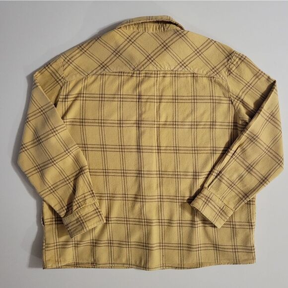 Women's Mustard Yellow Plaid Flannel Button-Down Shirt - Picture 13 of 14